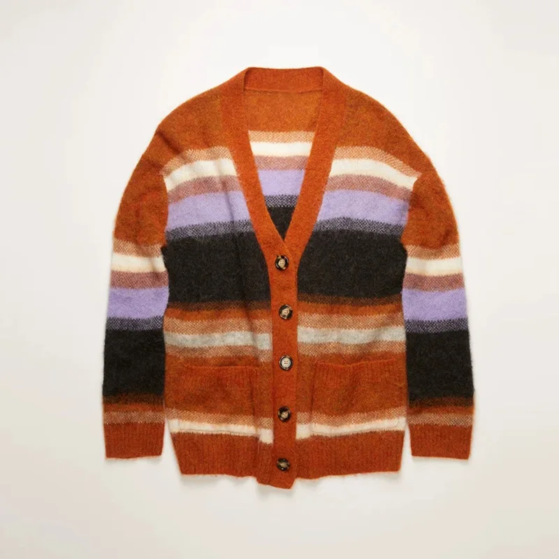2020 Autumn Winter Versatile Easy V-neck Buckle Pumpkin Orange Contrast Stripe Knitted Sweater Cardigan Women Men A3
2020 Autumn Winter Versatile Easy V-neck Buckle Pumpkin Orange Contrast Stripe Knitted Sweater Cardigan Women Men A3