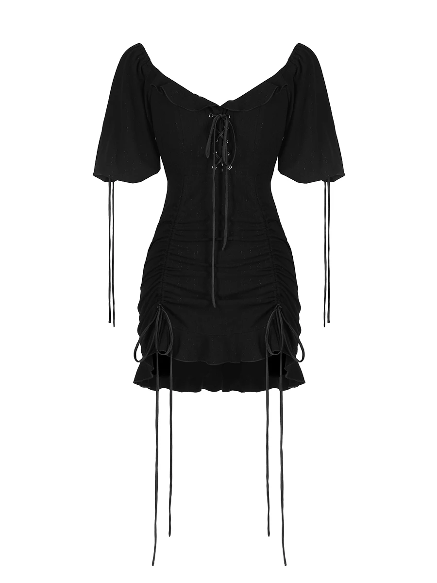 Leixin original dark French retro bubble sleeve small black dress slim tie bag hip dress hot girl dress female
Leixin original dark French retro bubble sleeve small black dress slim tie bag hip dress hot girl dress female