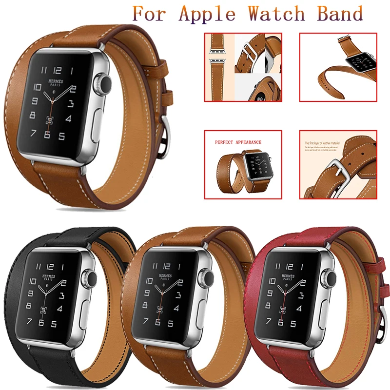 Высококачественный роскошный кожаный ремешок серии 6 для Apple Watch Series 5 4 3 2 1 38 мм 40 42