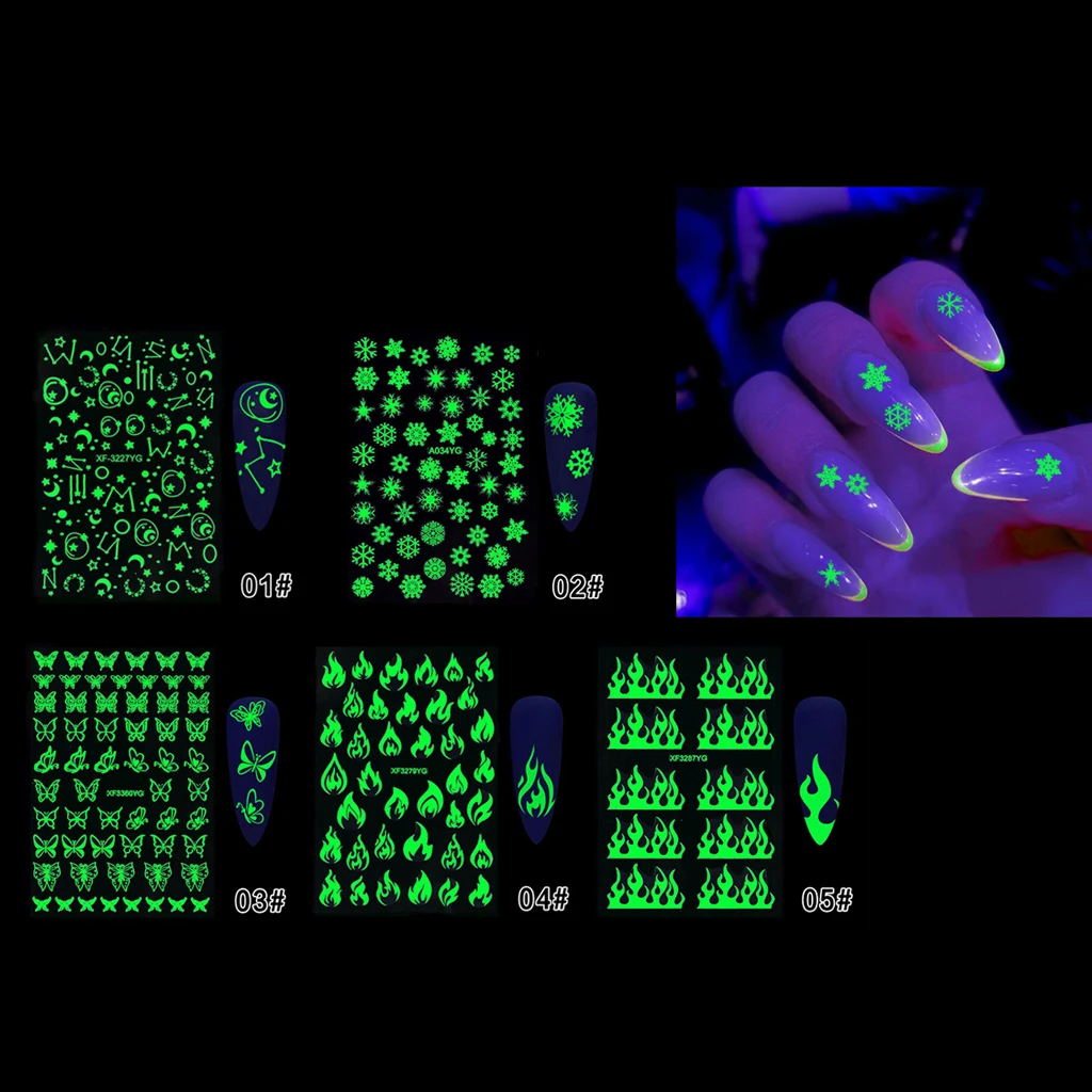 5 Sheets Luminous DIY Nail Art Stickers Tips Decoration Decals Stencils Butterfly Flower 3D Tips Nail Art Transfer Stickers
5 Sheets Luminous DIY Nail Art Stickers Tips Decoration Decals Stencils Butterfly Flower 3D Tips Nail Art Transfer Stickers