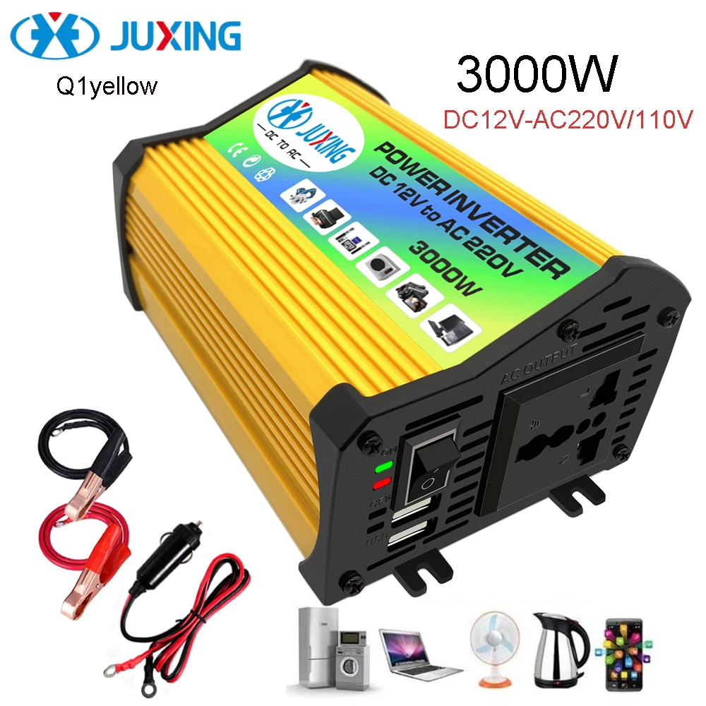 Автомобильный преобразователь напряжения JUXING 3000 Вт, преобразователь постоянного тока 12 В в переменный ток 110 В/220 В с 2 портами USB для использ...
Автомобильный преобразователь напряжения JUXING 3000 Вт, преобразователь постоянного тока 12 В в переменный ток 110 В/220 В с 2 портами USB для использ...