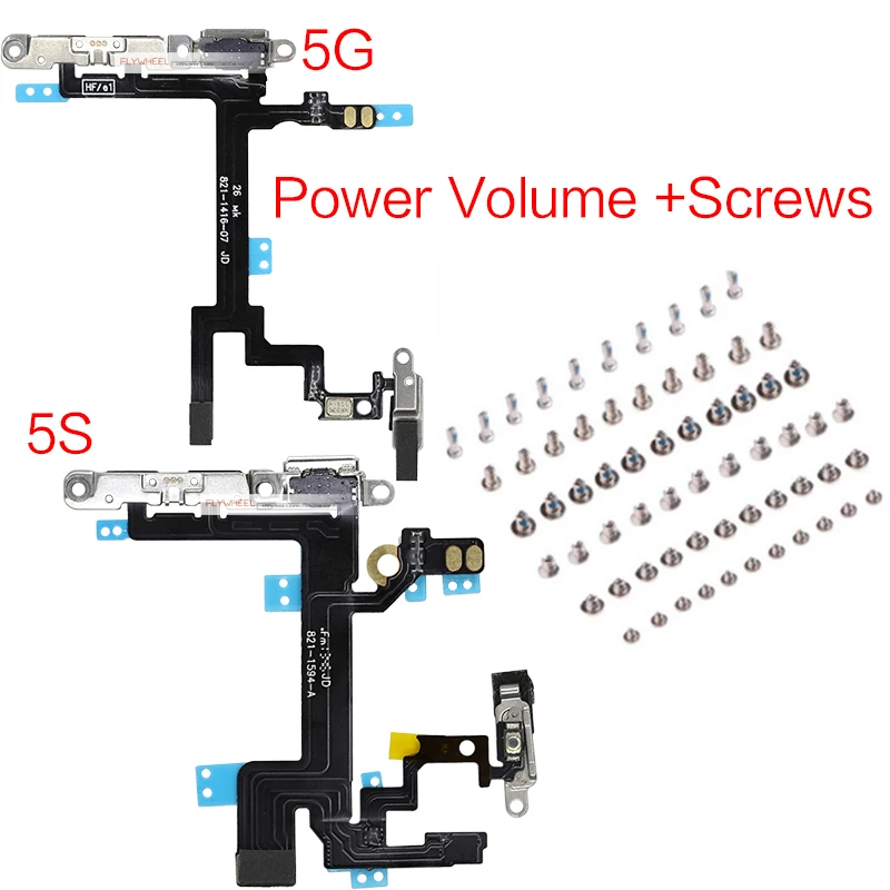 1 шт. Высокое качество Мощность Flex для iPhone 5G 5S 5C SE немой регулятор громкости кнопка