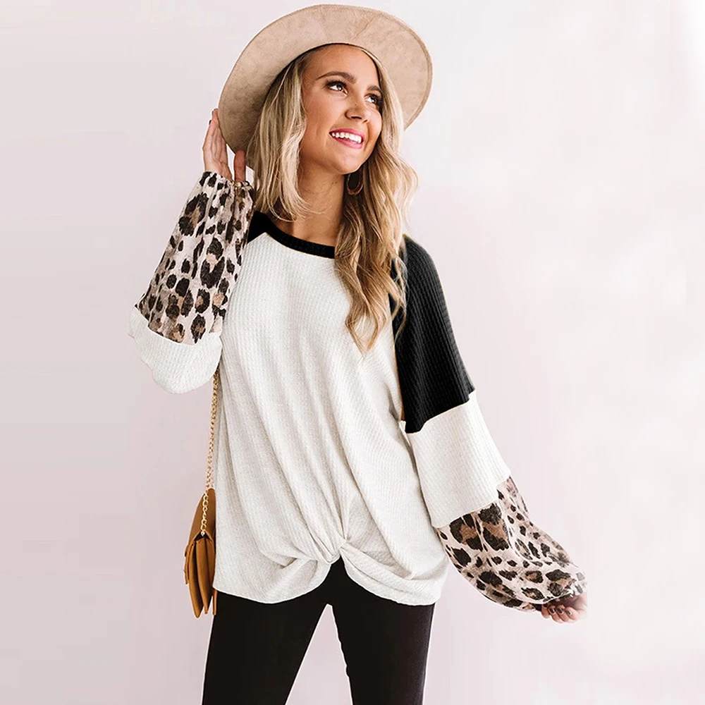 Autumn Vintage Leopard Print Stitching Long Sleeve T-Shirt Women Winter Pullover O-Neck Tops Female Casual Knotted Streetwear
Autumn Vintage Leopard Print Stitching Long Sleeve T-Shirt Women Winter Pullover O-Neck Tops Female Casual Knotted Streetwear