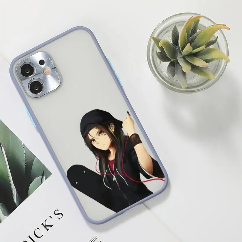Skateboard cartoon girl Phone Case For iPhone 12 11 Mini Pro XR XS Max 7 8 Plus X Matte transparent Gray Back Cover
Skateboard cartoon girl Phone Case For iPhone 12 11 Mini Pro XR XS Max 7 8 Plus X Matte transparent Gray Back Cover