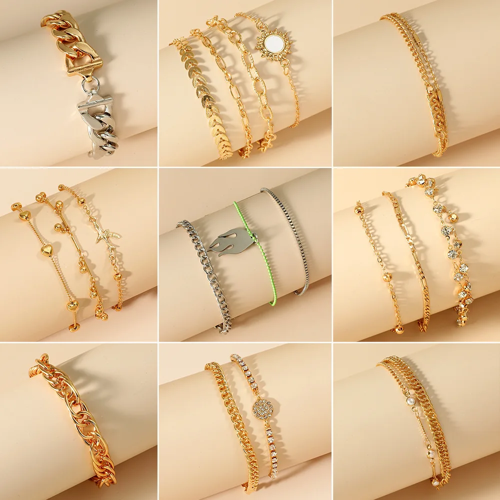 New Multiple Bracelet Set Various Styles Gold Color Chain Bracelets For Women Zircon Crystal Beade Bracelets & Bangles Jewelry
New Multiple Bracelet Set Various Styles Gold Color Chain Bracelets For Women Zircon Crystal Beade Bracelets & Bangles Jewelry