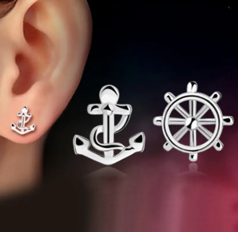 

2020 new fashion anchor earrings silver plated fashion jewelry bohemian style unique asymmetric anchor ladies earring