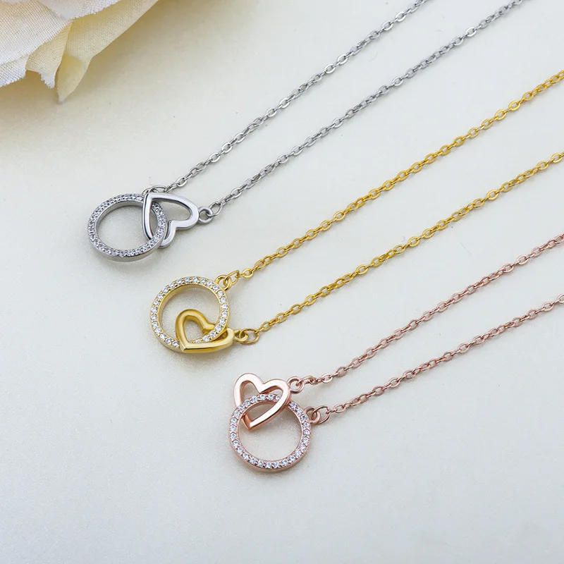 UFOORO 925 Round Sterling Silver Necklace For Female Rose Gold And White Gold Color Simple Love Short Clavicle Chain Creative
UFOORO 925 Round Sterling Silver Necklace For Female Rose Gold And White Gold Color Simple Love Short Clavicle Chain Creative