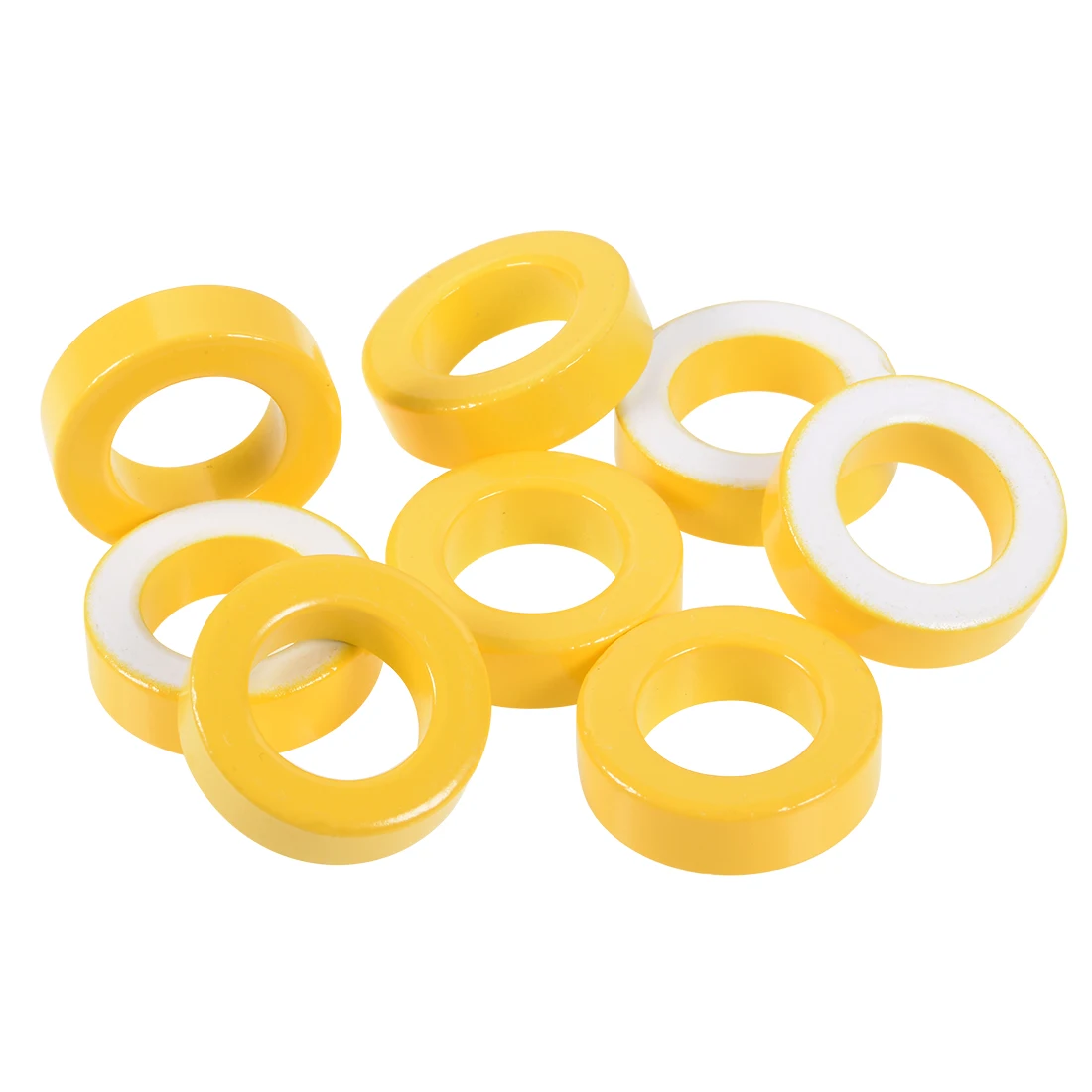 

8pcs 22x36.5x11mm Ferrite Ring Iron Powder Toroid Cores Yellow White Inductor Ferrite Rings for Power Transformers