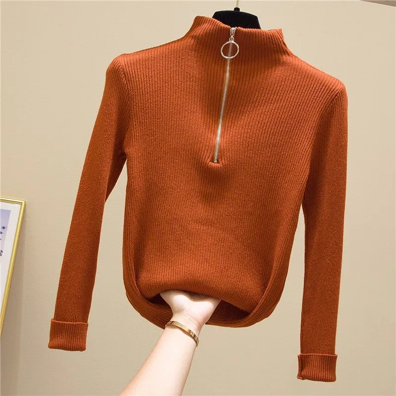 Pullovers Sweater Women 2020 Autumn Winter Zipper Half Turtleneck Bottoming Femine Bodycon Shirts Slim Fit Basic Top Clothes
Pullovers Sweater Women 2020 Autumn Winter Zipper Half Turtleneck Bottoming Femine Bodycon Shirts Slim Fit Basic Top Clothes