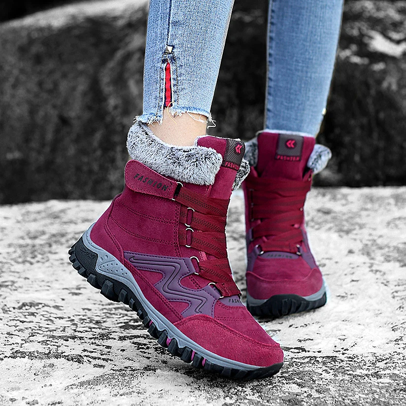 Leather Women Boots Ankle Winter Fur Warm Snow Boots Outdoor Non-slip Casual Shoes Sneakers Rubber Flat Woman Men Hiking Boots
Leather Women Boots Ankle Winter Fur Warm Snow Boots Outdoor Non-slip Casual Shoes Sneakers Rubber Flat Woman Men Hiking Boots