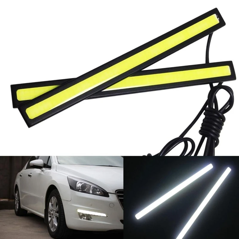 

DRL 2 pcs 6W 6000K Xenon White LED COB Car DRL strip daytime running light fog lamp lighting Waterproof 12V