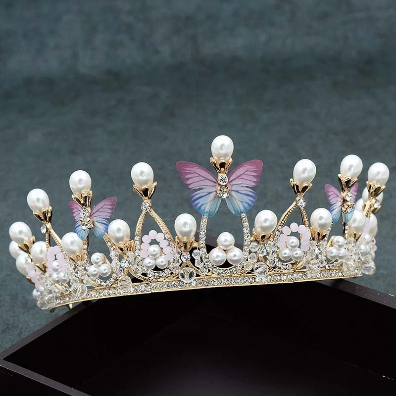 New Design Little Princess Cute Headpieces Gold Metal Butterfly Simulated Pearls Crystal Tiaras Crowns Women Birthday Jewelry 
New Design Little Princess Cute Headpieces Gold Metal Butterfly Simulated Pearls Crystal Tiaras Crowns Women Birthday Jewelry