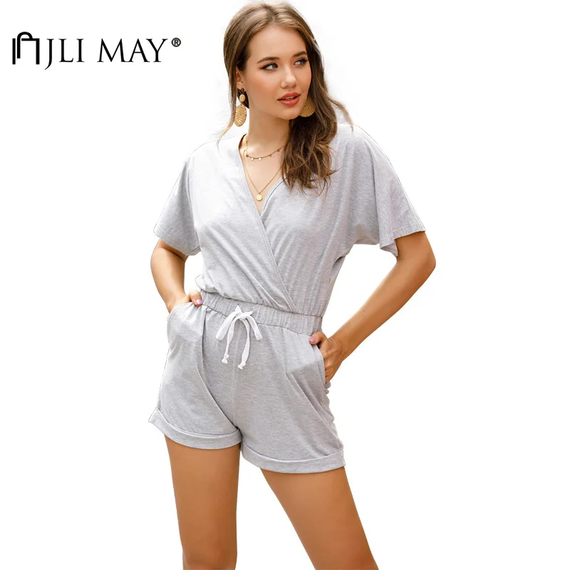 JLI MAY Women's Playsuits Cotton Solid V neck Short Sleeve High Waist Lace up Slim Summer Loose Playsuit Streetwear
JLI MAY Women's Playsuits Cotton Solid V neck Short Sleeve High Waist Lace up Slim Summer Loose Playsuit Streetwear
