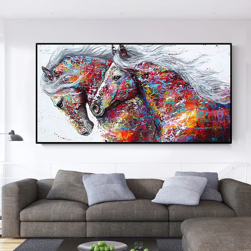 Modern Posters and Prints Graffiti Two Running Horses Wall Art Canvas Painting Animal Pictures for Living Room Home Design
Modern Posters and Prints Graffiti Two Running Horses Wall Art Canvas Painting Animal Pictures for Living Room Home Design