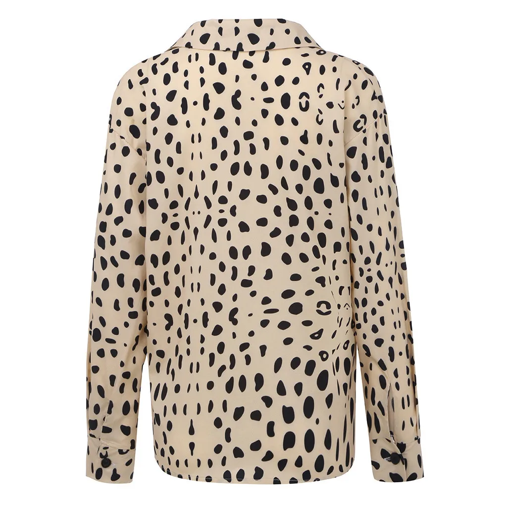 Женская леопардовая футболка с длинным рукавом Повседневная Свободная