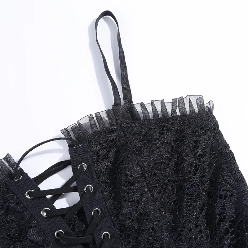 Summer Woman Gothic Dress Strap Sexy Black High Waist Female Mini Dress Splice Drawstring Slim Lace Backless Club Party Dress
Summer Woman Gothic Dress Strap Sexy Black High Waist Female Mini Dress Splice Drawstring Slim Lace Backless Club Party Dress
