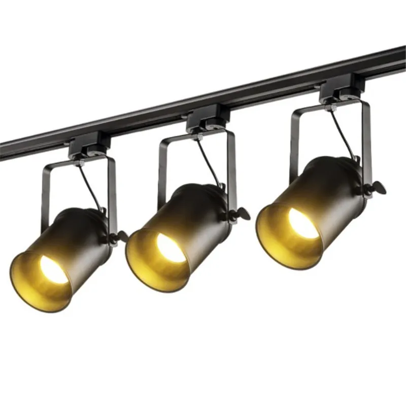 

Vintage Loft Industrial Track Light Rail Spotlight Ceiling Lamp Kitchen Cloth Shop Coffee Ceiling Luminaire Lighting Fixtures