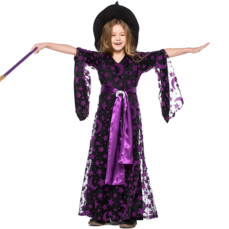 Children's kids Halloween Cosplay Costume Witch Cosplay Robe Purple Print Dress Stage Play Costume
Children's kids Halloween Cosplay Costume Witch Cosplay Robe Purple Print Dress Stage Play Costume