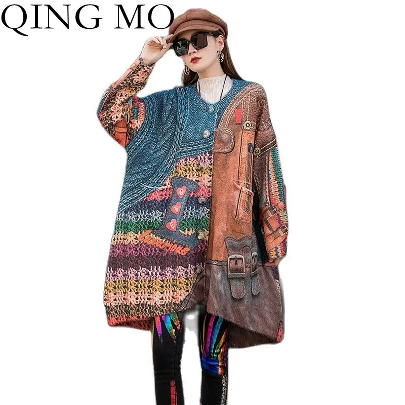 QING MO Fashion Printed Mink Fleec Cardigan Sweater Coat Women 2021 Autumn Large Size Knitted Single Breasted Long Coat ZWL1625
QING MO Fashion Printed Mink Fleec Cardigan Sweater Coat Women 2021 Autumn Large Size Knitted Single Breasted Long Coat ZWL1625