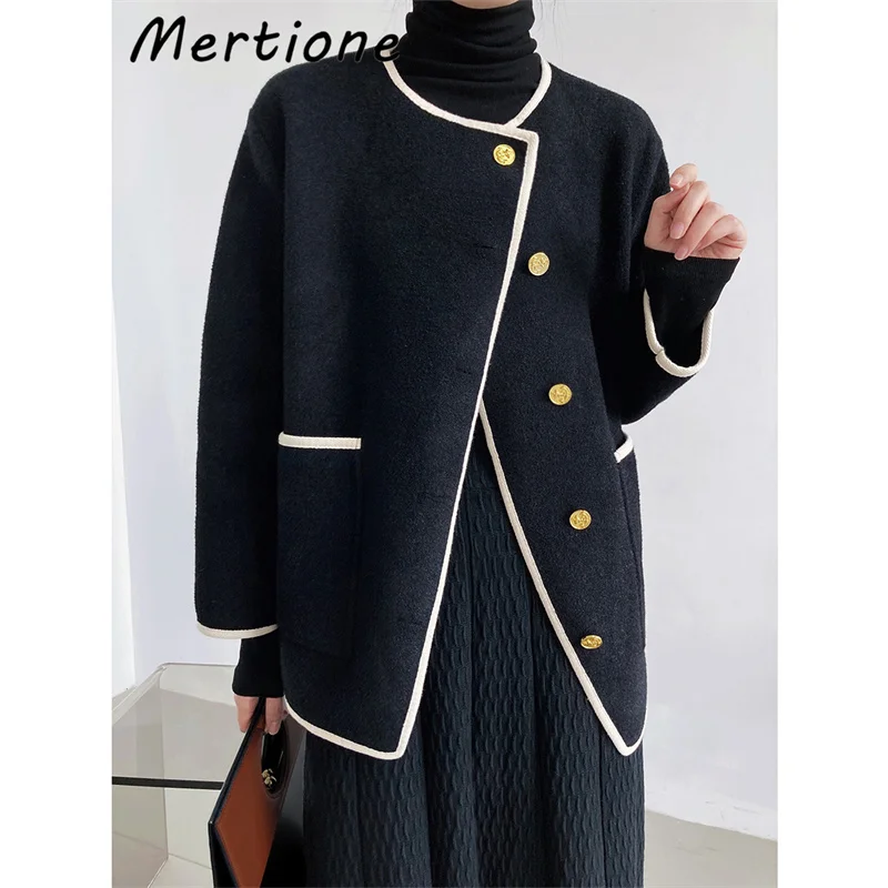 Mertione 2022 New Black Wool Coat Female Fashion Vintage Brief Women Woolen Cardigan Winter Cashmere Coat
Mertione 2022 New Black Wool Coat Female Fashion Vintage Brief Women Woolen Cardigan Winter Cashmere Coat