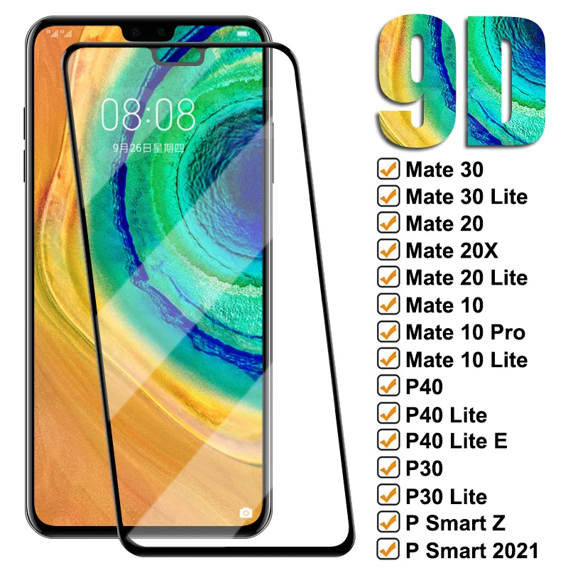 9D закаленное стекло для Huawei Mate 30 20 10 Lite 20X P Smart Z 2019 2021 полная защита экрана P30 P40 E