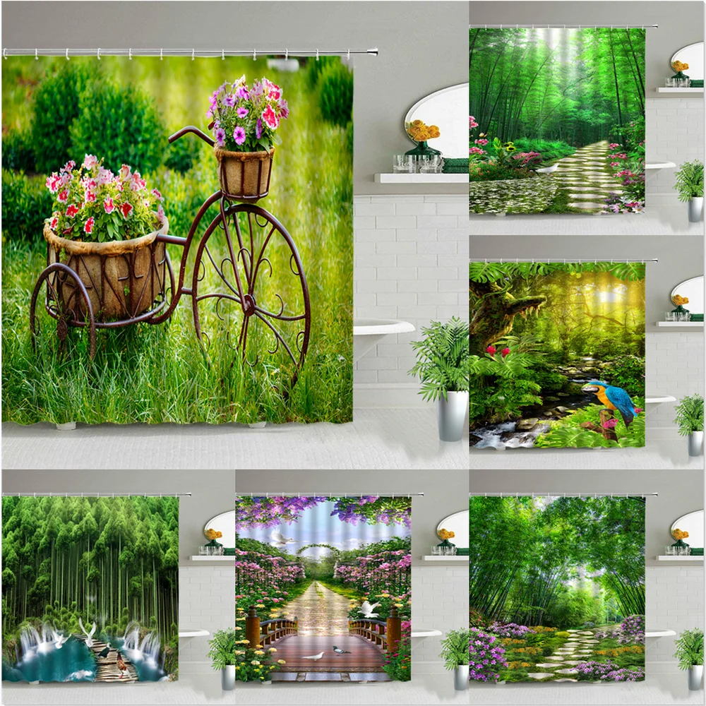Natural Scenery Green Bamboo Flower Birds Plant Shower Curtains Forest Spring Summer Landscape Bathroom Decor Cloth Curtain Set
Natural Scenery Green Bamboo Flower Birds Plant Shower Curtains Forest Spring Summer Landscape Bathroom Decor Cloth Curtain Set