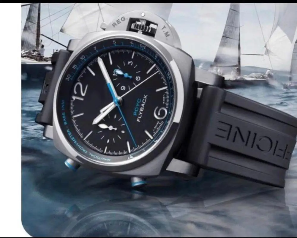 Classic New Men Automatic Mechanical Sapphire Flyback PCYC Stainless Steel Black Rubber Watch Luminous Ceramic Blue Hand
Classic New Men Automatic Mechanical Sapphire Flyback PCYC Stainless Steel Black Rubber Watch Luminous Ceramic Blue Hand