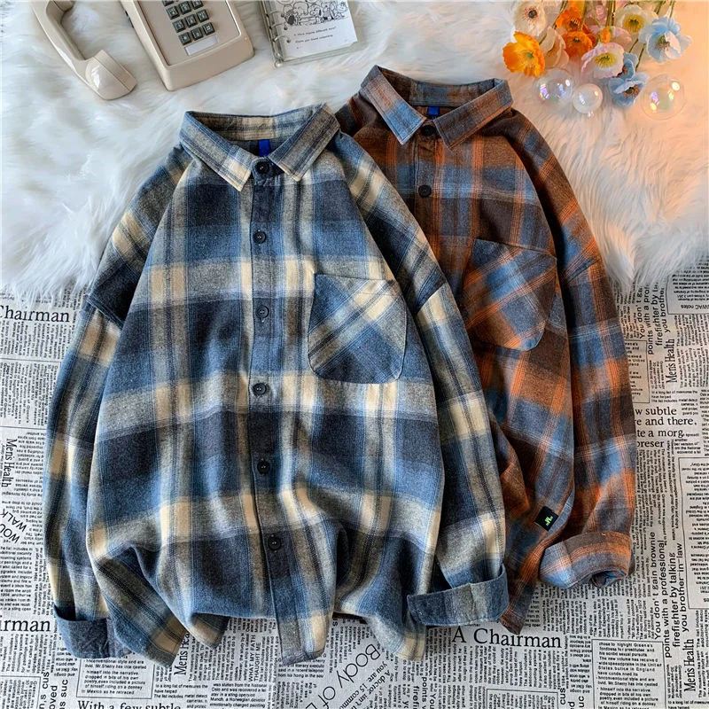 2021 Fall New Arrivals Men's Large Plaid Korean Long Sleeve Shirt Loose Top Blue streetwear Recommend Free shipping
2021 Fall New Arrivals Men's Large Plaid Korean Long Sleeve Shirt Loose Top Blue streetwear Recommend Free shipping