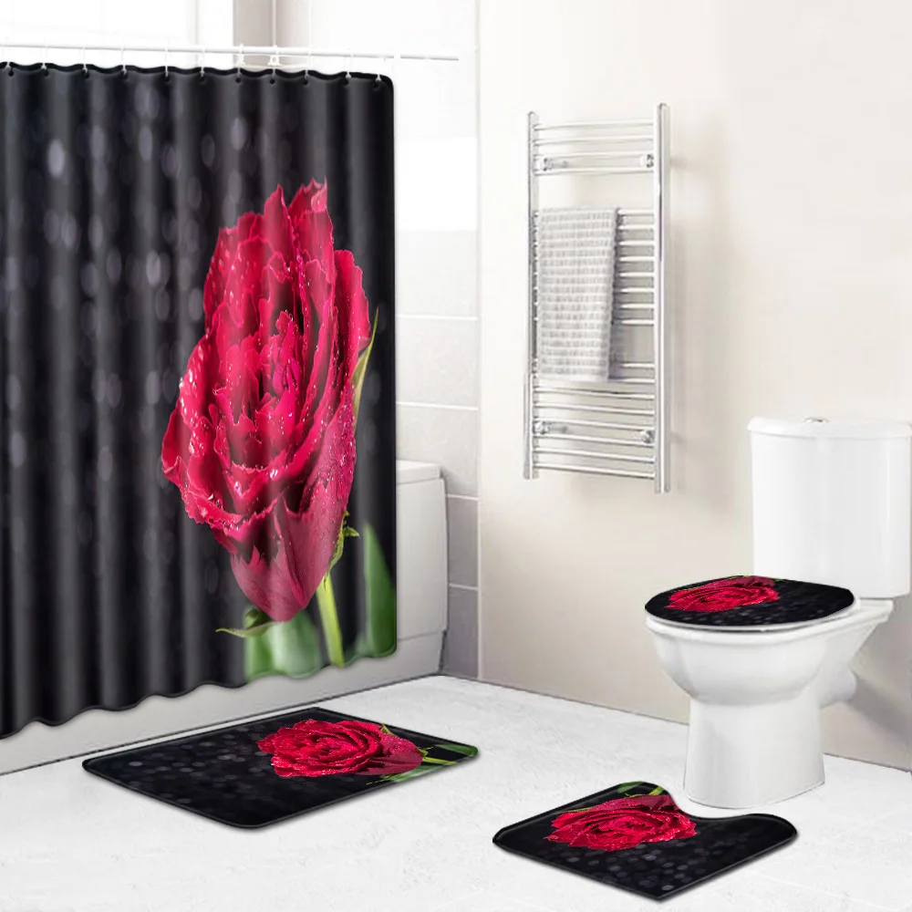 4 шт. 3D красная роза Ванная комната проданы нащего завода комплект прочный