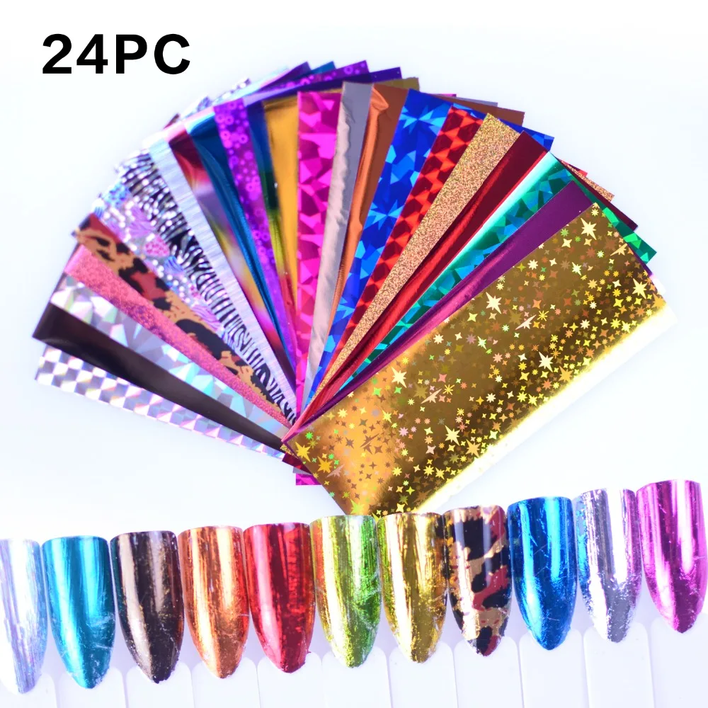 24pcs Holographic Starry Foil for Nail Manicure Laser Pattern Nail Art Transfer Sticker DIY Nail Decorations Tools
24pcs Holographic Starry Foil for Nail Manicure Laser Pattern Nail Art Transfer Sticker DIY Nail Decorations Tools