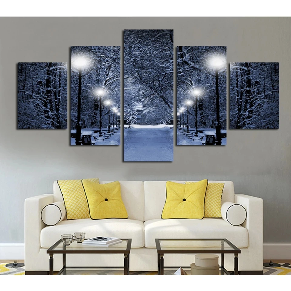 Painting Stick On The Wall Modular 5 Pieces/Pcs Heavy Snow City Night Street Hd Print Canvas For Living Room Home Decor Picture
Painting Stick On The Wall Modular 5 Pieces/Pcs Heavy Snow City Night Street Hd Print Canvas For Living Room Home Decor Picture