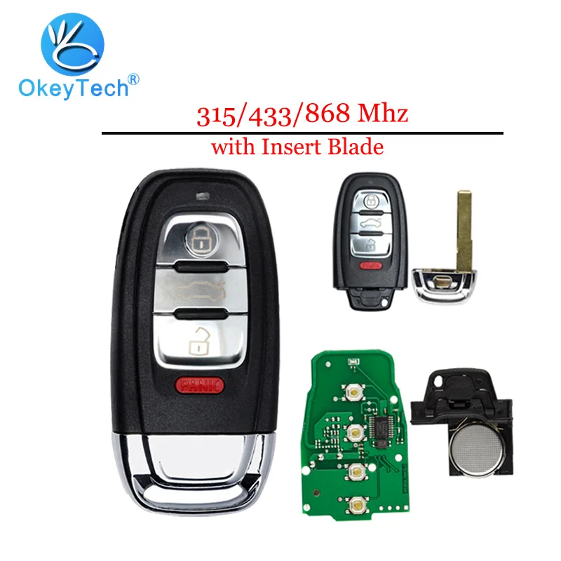 Пульт дистанционного управления OkeyTech для Audi RS6 RS7 A3 A4 A5 A6 B5 B6 B8 C6 C7 8P Q5 4 кнопки 315/433/868 МГц, вставки без ключа
Пульт дистанционного управления OkeyTech для Audi RS6 RS7 A3 A4 A5 A6 B5 B6 B8 C6 C7 8P Q5 4 кнопки 315/433/868 МГц, вставки без ключа