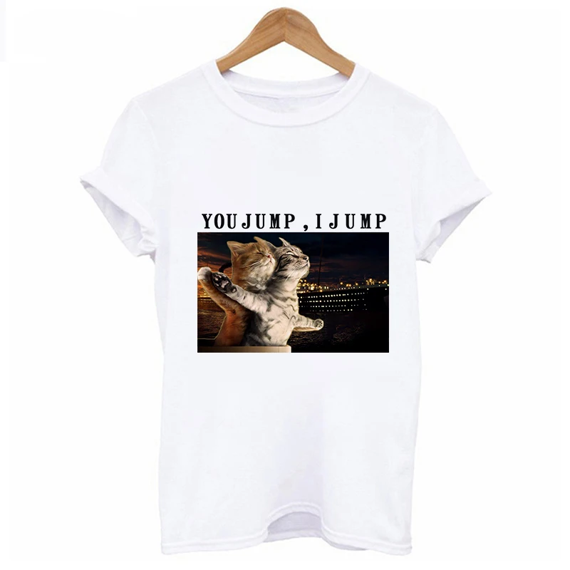 aesthetics Tee Hipster Thin section tops Tshirt 2019 New Summer T Shirt Women spoof Titanic cat Printed Harajuku Female T-shirt 
aesthetics Tee Hipster Thin section tops Tshirt 2019 New Summer T Shirt Women spoof Titanic cat Printed Harajuku Female T-shirt