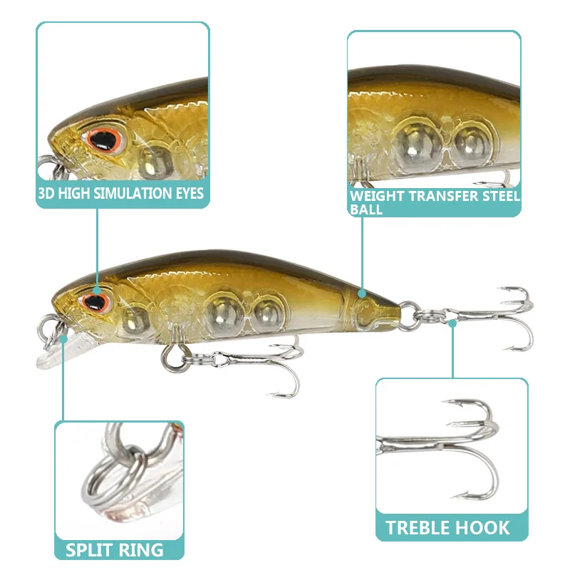 Hard Bait Minnow Fishing Weight3.4g/45mm Floating Water Depth 0.3-0.6m Bionics Accessories Lure Slowing Long-range For Carp Fish
Hard Bait Minnow Fishing Weight3.4g/45mm Floating Water Depth 0.3-0.6m Bionics Accessories Lure Slowing Long-range For Carp Fish