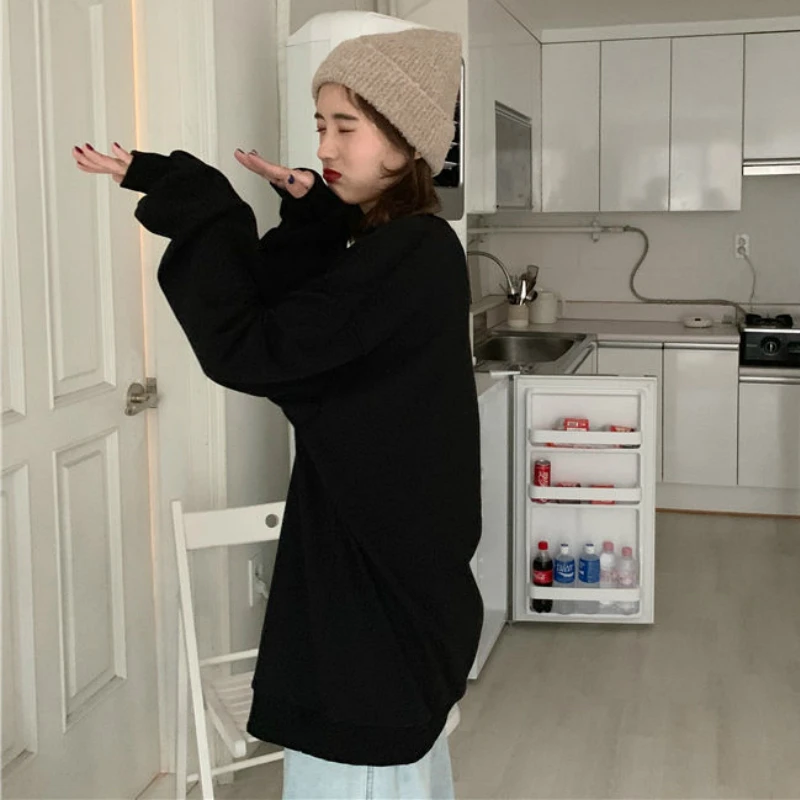 No Hat Hoodies Women Solid O-neck Spring Autumn Korean Loose All-match Girls Sweatshirt Leisure Simple Preppy-style Students Ins 
No Hat Hoodies Women Solid O-neck Spring Autumn Korean Loose All-match Girls Sweatshirt Leisure Simple Preppy-style Students Ins