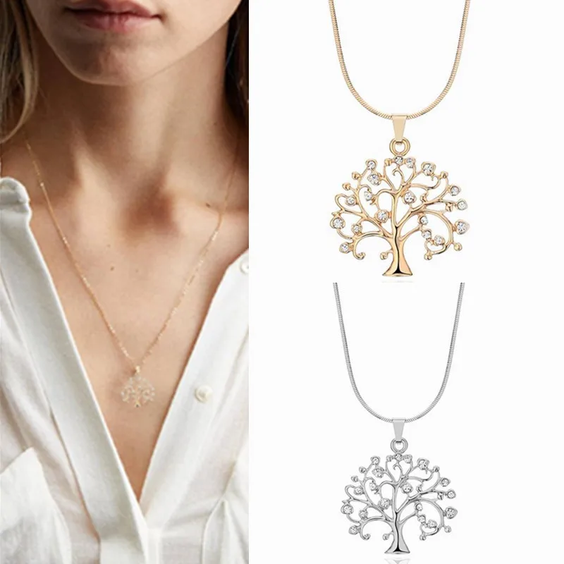 Rhinestone Tree Of Life Necklace Gold Silver Color Choker Crystal Tree Pendant Necklace Fashion Elegant Women Jewelry Party Gift
Rhinestone Tree Of Life Necklace Gold Silver Color Choker Crystal Tree Pendant Necklace Fashion Elegant Women Jewelry Party Gift
