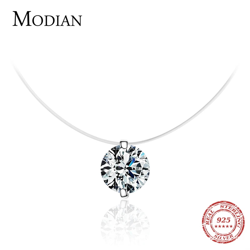 Modian Silver Transparent Chain Pendant Real 925 Sterling Silver Clear CZ Fishing Line Choker Necklace For Women Girls Jewelry
Modian Silver Transparent Chain Pendant Real 925 Sterling Silver Clear CZ Fishing Line Choker Necklace For Women Girls Jewelry