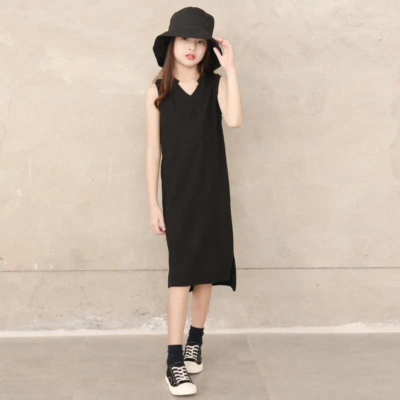 2021 Summer Dress Casual Sleeveless Black Girls Dress Children Clothing V-Neck Elastic Kids Dresses for Girl 6 8 10 12 14 16Y
2021 Summer Dress Casual Sleeveless Black Girls Dress Children Clothing V-Neck Elastic Kids Dresses for Girl 6 8 10 12 14 16Y