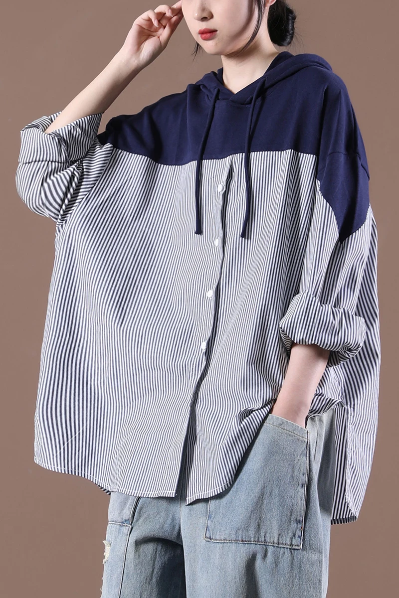 SuperAen New Spring 2021 Loose Plus Size Knitted Hat Splicing Pullover Striped Shirt Women Tops
SuperAen New Spring 2021 Loose Plus Size Knitted Hat Splicing Pullover Striped Shirt Women Tops