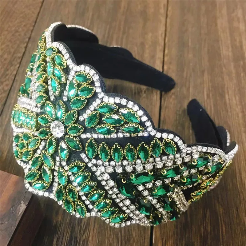 New Design Wide Luxury Baroque Rhinestone Headband For Women Green Color Full Crystal Diamond Hairband Hair Hoop Girls Gift
New Design Wide Luxury Baroque Rhinestone Headband For Women Green Color Full Crystal Diamond Hairband Hair Hoop Girls Gift