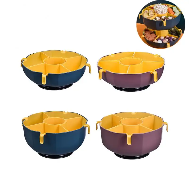 360° Rotatable Fruit Platter Plates Storage Box Vegetable And Fruit Divided Plates With Handle Hot Pot Side Dish Container
360° Rotatable Fruit Platter Plates Storage Box Vegetable And Fruit Divided Plates With Handle Hot Pot Side Dish Container