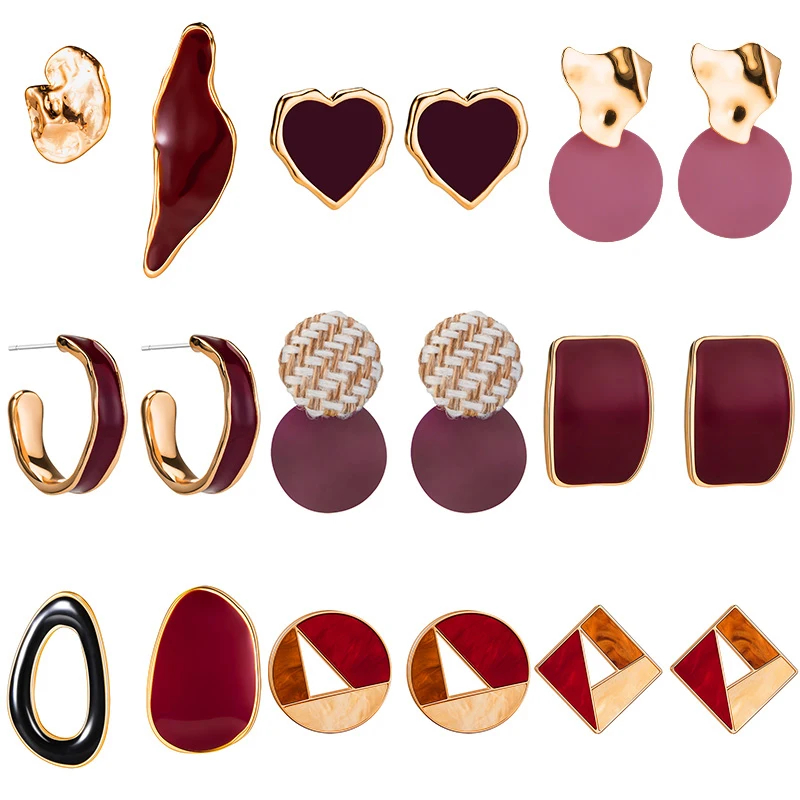 Bohemia Vintage Red Geometric Hanging Earrings For Women Party Korean Drop Earrings 2020 Fashion kolczyki Trend Modern Jewelry
Bohemia Vintage Red Geometric Hanging Earrings For Women Party Korean Drop Earrings 2020 Fashion kolczyki Trend Modern Jewelry