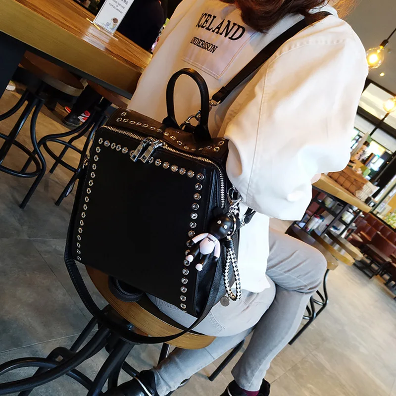 Quality Mictofiber Synthetic Leather Black Backpack for Women College Teenager Metal Loops Details Hip Hop Rock Knapsack Bag
Quality Mictofiber Synthetic Leather Black Backpack for Women College Teenager Metal Loops Details Hip Hop Rock Knapsack Bag