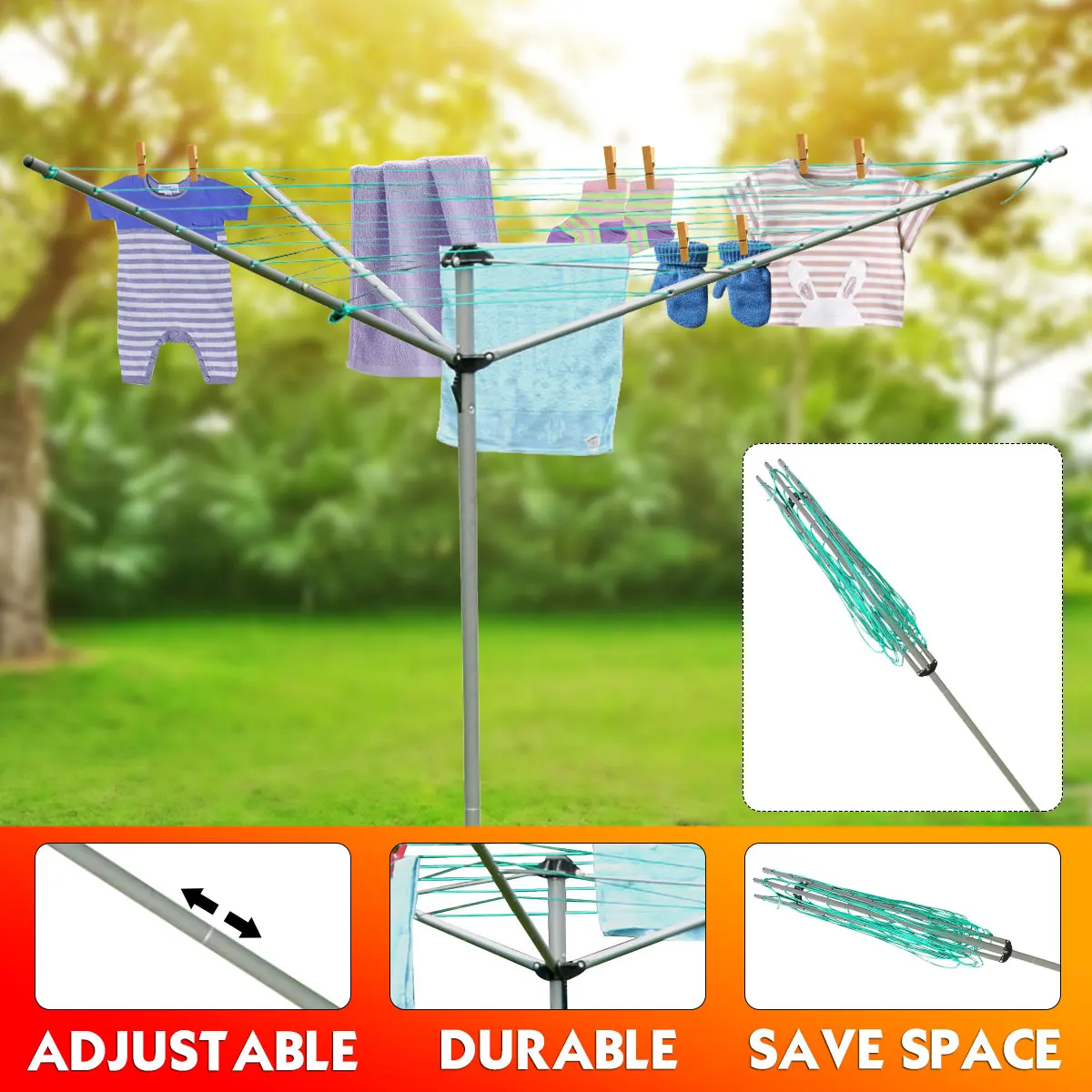3-Arms Collapsible Outdoor Drying Rack Hanging Clothes Airer 85FT-98FT Telescopic Standing Drying Hanger Laundry Organizer
3-Arms Collapsible Outdoor Drying Rack Hanging Clothes Airer 85FT-98FT Telescopic Standing Drying Hanger Laundry Organizer