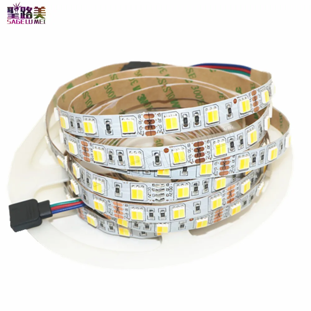5 м/лот CCT цветовая температура Светодиодная лента DC 12V 2 цвета в 1 чип 5050 двойной