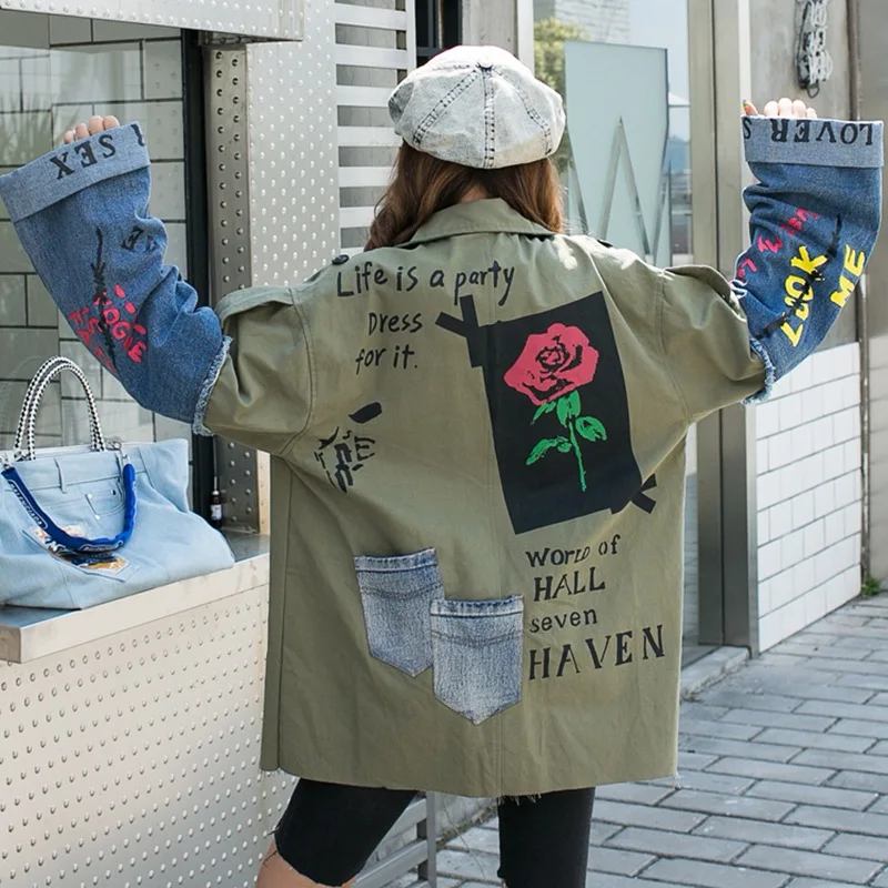 Tide brand 2019 autumn new lapel retro hip-hop letters portrait ageing long jacket jacket female
Tide brand 2019 autumn new lapel retro hip-hop letters portrait ageing long jacket jacket female