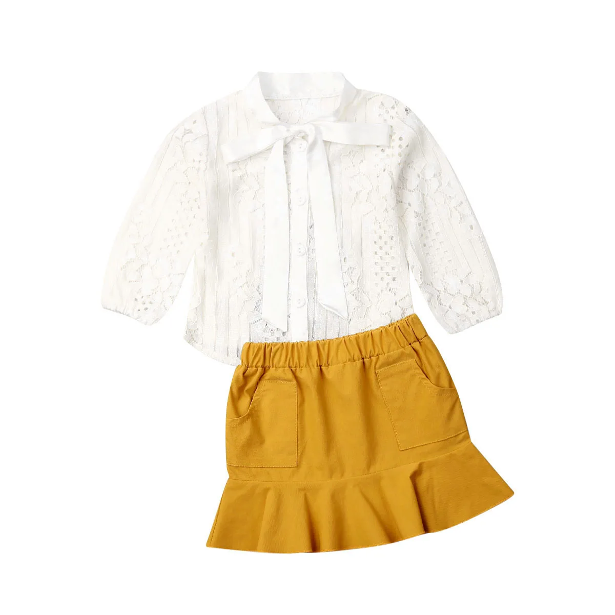Infant Kids Baby Girl Clothes Sets 1-6Y Autumn White Long Sleeve Lace Bowknot Tie Tops Shirt+Solid A-Line Skirt Outfit Set
Infant Kids Baby Girl Clothes Sets 1-6Y Autumn White Long Sleeve Lace Bowknot Tie Tops Shirt+Solid A-Line Skirt Outfit Set