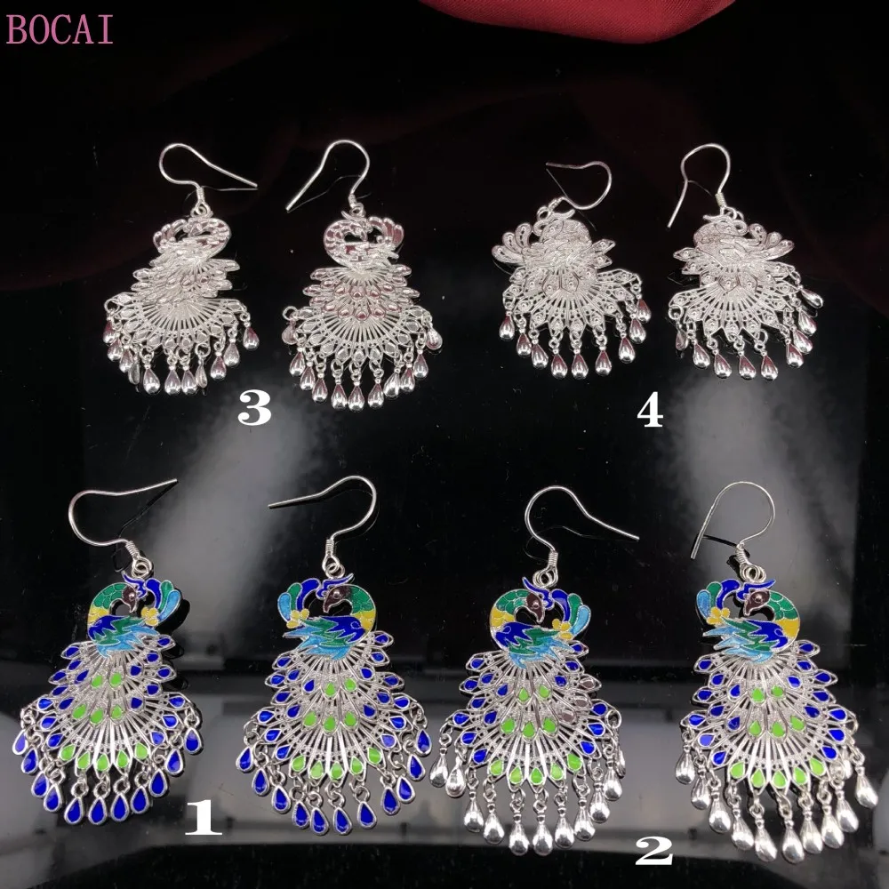 S990 Pure Silver Earrings Fro Women Peacock Original Handmade Silver Cloisonne Pure Silver Earrings Peacock Phoenix Ear Drop
S990 Pure Silver Earrings Fro Women Peacock Original Handmade Silver Cloisonne Pure Silver Earrings Peacock Phoenix Ear Drop