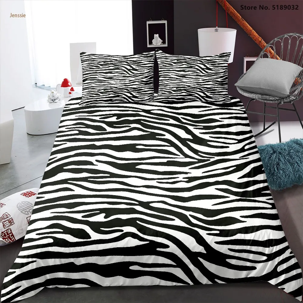 Zebra Leopard Bedding Set 2/3 Piece Black White Duvet Cover Set Animal Texture Bedspread Single Double Queen King Size Bed Cover
Zebra Leopard Bedding Set 2/3 Piece Black White Duvet Cover Set Animal Texture Bedspread Single Double Queen King Size Bed Cover