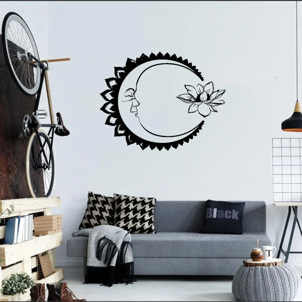 Vinyl Wall Decal Moon Lotus Flower Meditation Yoga Stickers Mandala Vinyl Decal, India Yoga Guru Sticker Ethnic Design DW11254
Vinyl Wall Decal Moon Lotus Flower Meditation Yoga Stickers Mandala Vinyl Decal, India Yoga Guru Sticker Ethnic Design DW11254